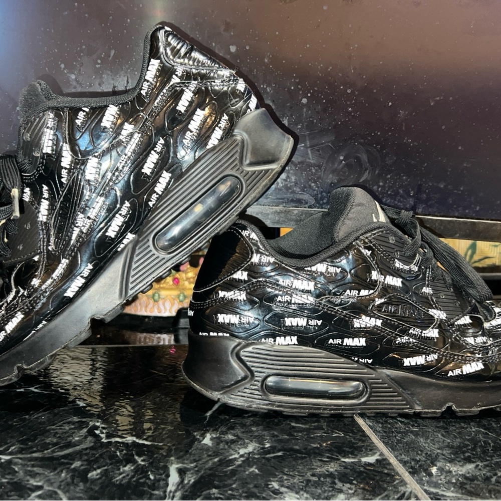 Nike Air Max 90 Premium Mens Size 8.5 Black/Black/White Retro